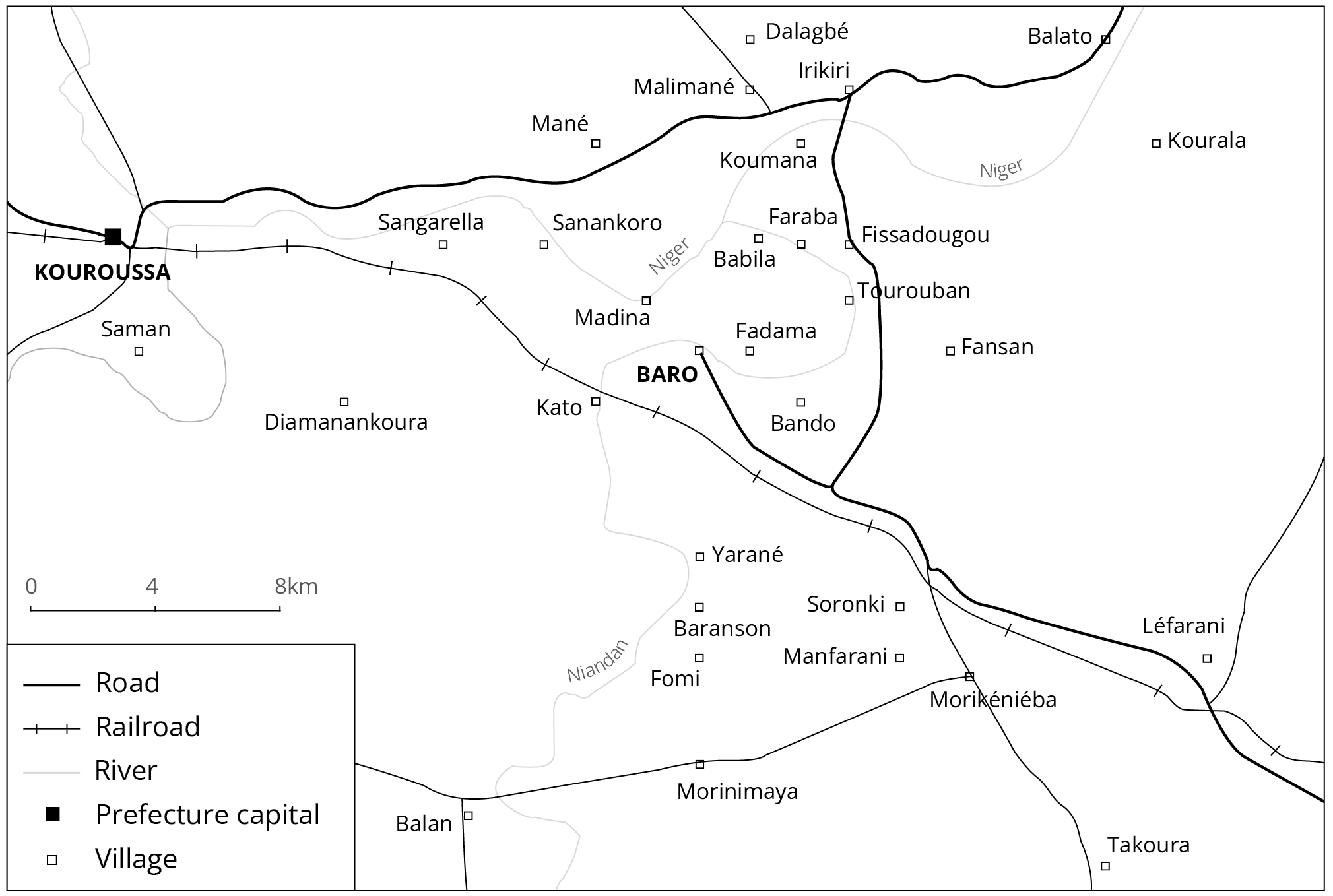 Map of the Kouroussa:Baro region - Djembe Videos Map of the Kouroussa:Baro region - Djembe Videos